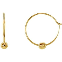 14k Yellow Gold Polished Hoop Earrings With Bead Hoop Earring for Women - .3 Grams