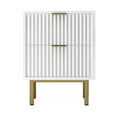 thumbnail image 4 of Beth 27 Inch 2 Drawer Nightstand, Corrugated, Mahogany Wood, White, Gold- Saltoro Sherpi, 4 of 6
