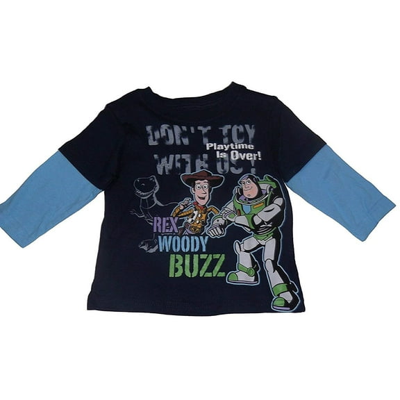 Toy Story Don't Toy with Us Toddler Boys Long Sleeve Shirt Navy Blue 2T