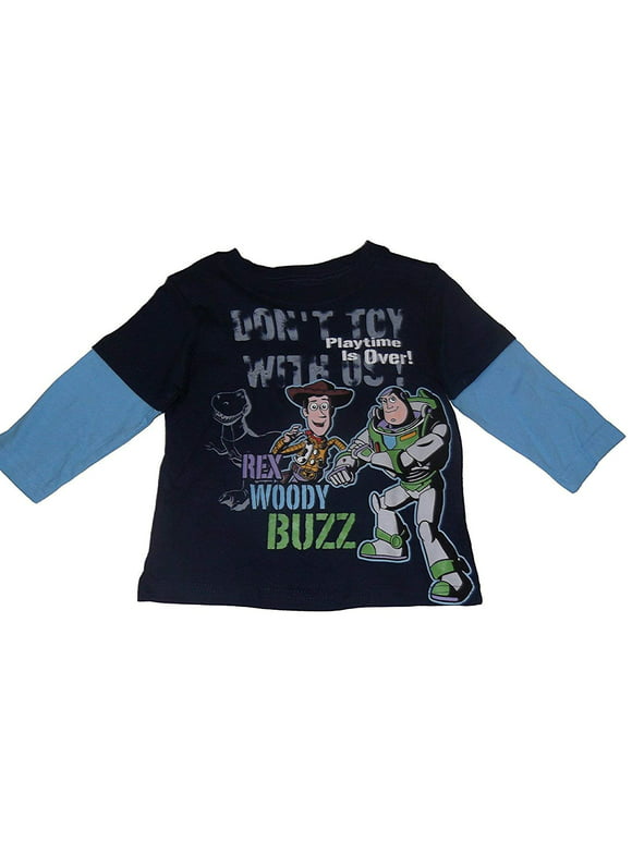 Toy Story Don't Toy with Us Toddler Boys Long Sleeve Shirt Navy Blue 2T