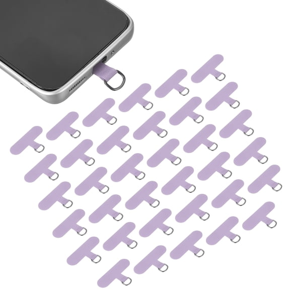 36pcs Phone Tether Tab, Universal Phone Lanyard Patch T Shape Cell Phones Strap Replacement Part for Most Smartphone Cases, Purple