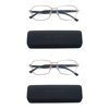 EYE ZOOM 2 Pack Unisex Design Style Blue Light Blocking Reading Glasses, Silver +1.75