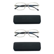 EYE ZOOM 2 Pack Unisex Design Style Blue Light Blocking Reading Glasses, Silver +1.50