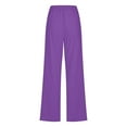 thumbnail image 5 of Purple Women Straight Leg Plain Long Leg Pants Loose Fit Pants for Women Faux Linen Casual Fall Summer Pants 2025 Clothing Y2K S, 5 of 6