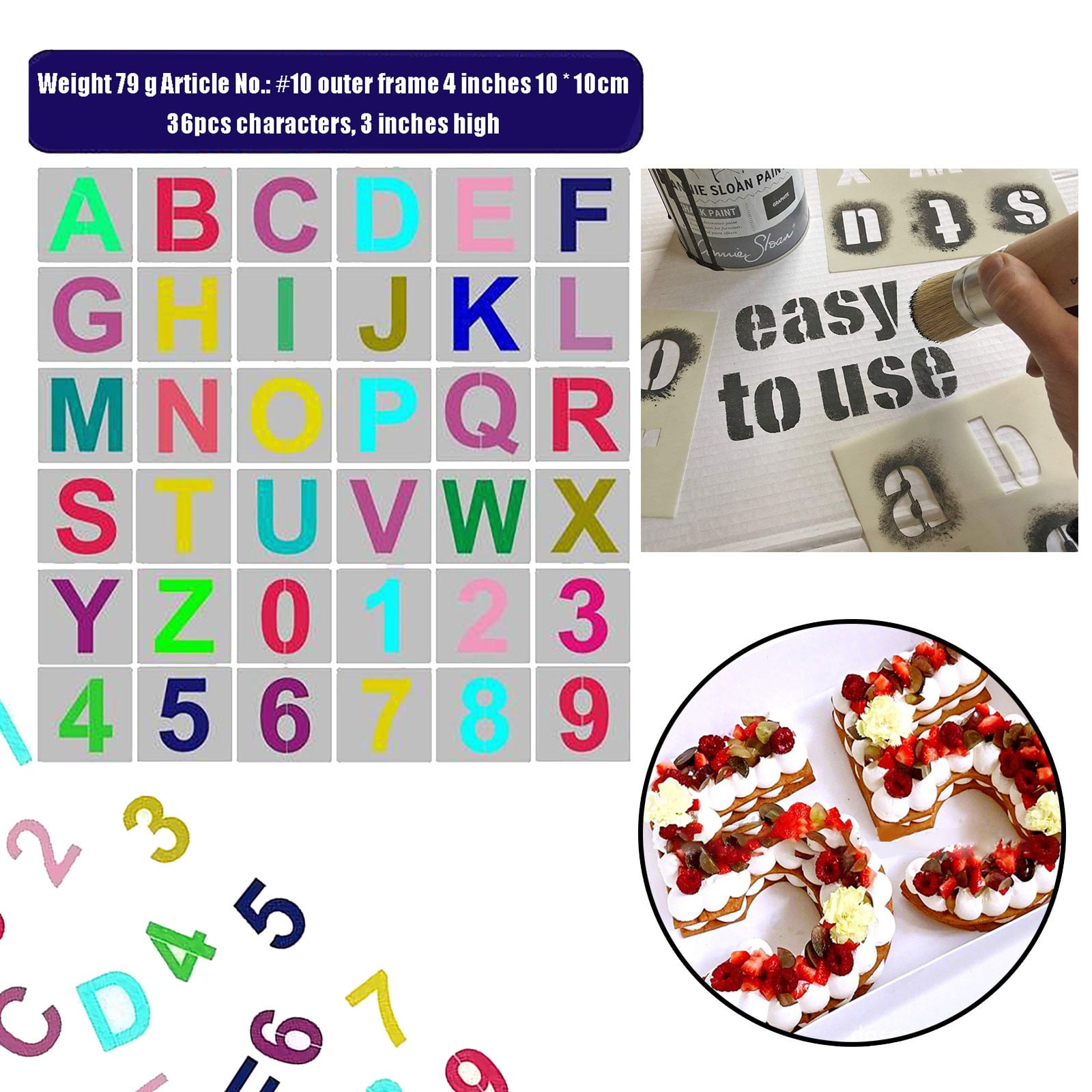 Manbl 36 Pcs Alphabet Letter Stencils for Painting on Wood Chalkboard and DIY Craft 3 inch Reusable Plastic Letter and Number Stencils Templates for Wall Wood 