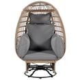 thumbnail image 2 of Outdoor Egg Chair, Swing Chair with 4 Pillows, Thick Soft Padded Back and Arm, Swivel & Rocking Function, Swivel Base, Adjustable Foot Pads, Wicker Egg Chair, 2 of 8