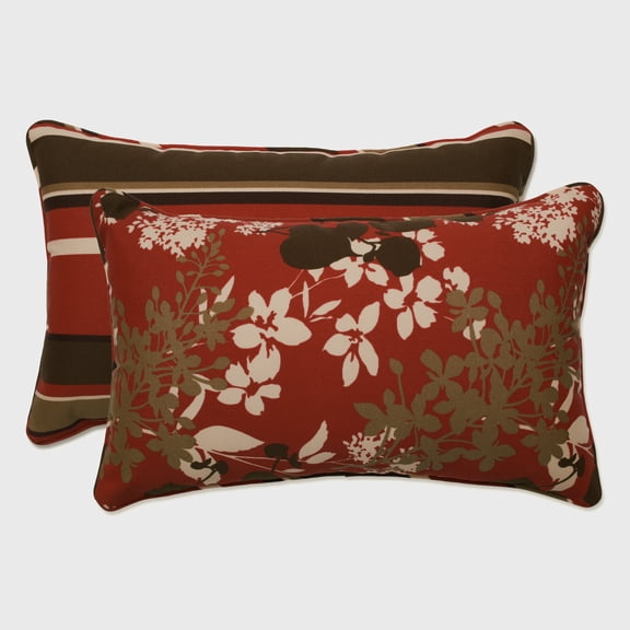 Pillow Perfect 18.5-inch by 11.5-inch Corded Rectangular Outdoor Throw Pillows (Set of 2) - Montfleuri-Monserrat Sangria