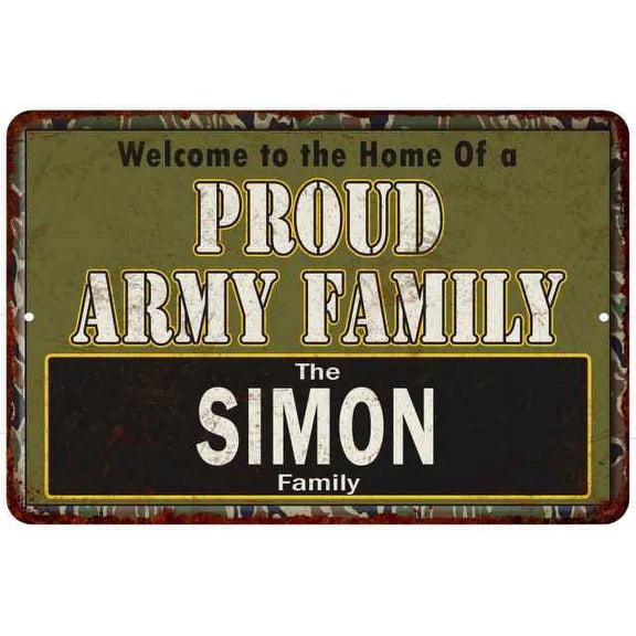 Simon Proud Army Family Gift 8x12 Metal Sign 208120023383