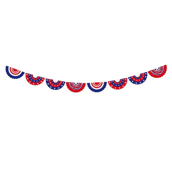 Patriotism Bunting Banner ,117" Red White Blue Star Paper Garland, Pre-Assembled Hanging Decoration for 4th of July & Memorial Day Parties