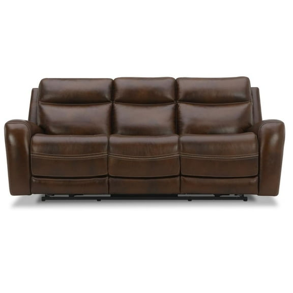 Liberty Furniture Blair Transitional Leather Power Reclining Sofa in Brown
