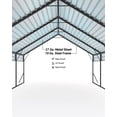 thumbnail image 4 of Acekid 20x20x13 FT Heavy Duty Metal Carport for 2 Cars, Permanent Steel Shelter with 2"/19 Ga Frame & 27 Ga Sheet Metal, All-Weather, High Wind & Snow Rated, Garage for Trucks, RVs, Boats, Tractors, 4 of 5