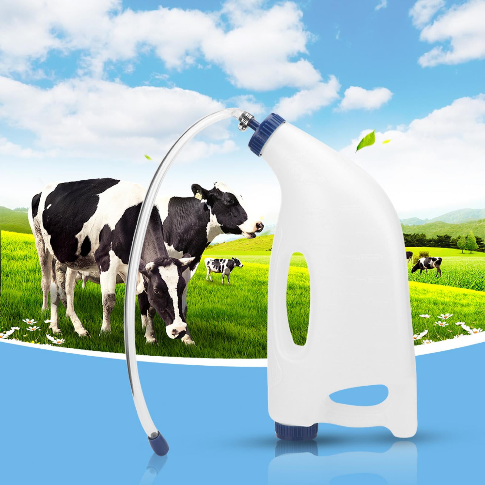 Feoflen 4L Plastic Farm Animals Calf Feeding Water Medicine Milk Bottle