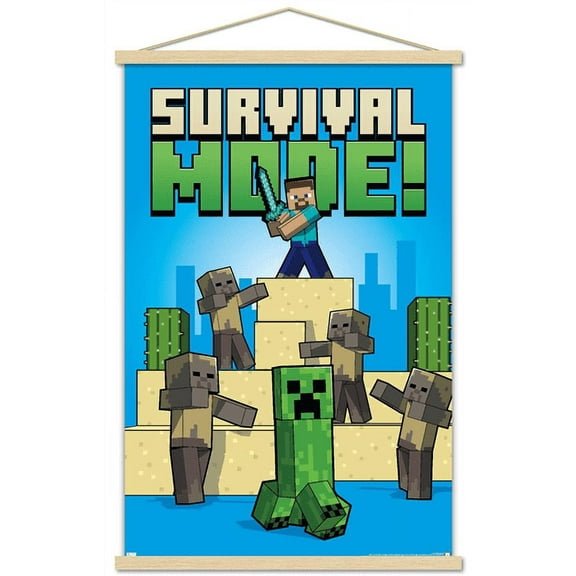 Minecraft - Survival Mode Wall Poster with Magnetic Frame, 22.375" x 34"
