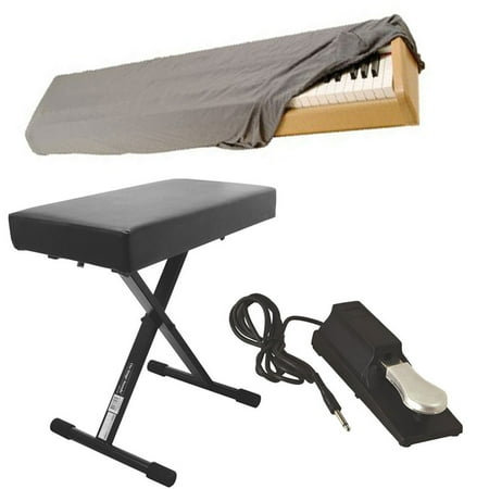 - On Stage Deluxe X-Style Bench KT7800 Plus + 88-Key Keyboard Dust Cover + KSP100 Universal Keyboard Sustain Pedal
