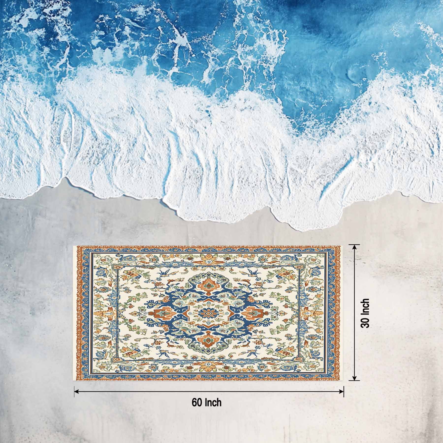 Boho Vintage Beach Towels Blanket Soft&Absorbent Quick Dry Microfiber Ethnic Tribal Aztec Floral Pattern Pool Towels for Swimming ,Yoga, Sports, Gym, Camping,Large 30X60in, Beige