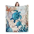 thumbnail image 3 of Couverture en Flanelle Tortue de Mer, Couverture Décorative pour Lit, Canapé, 3 of 7