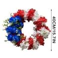 thumbnail image 3 of Lksixu Independence Day Patriotic Floral Wreath for Front Door, 15.7 inch Red White & Blue Silk Flowers Garland, 4th of July Realistic Artificial Flowers Wreath Welcome Door Hanging Ornaments for Wall, 3 of 9