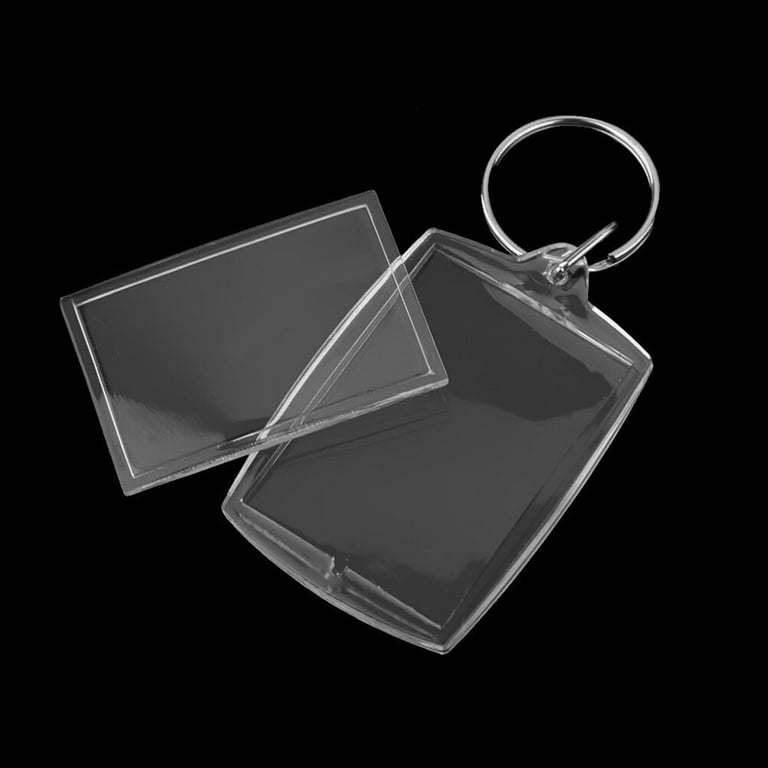 Petyoung 100pcs Acrylic Blank Keyring Photo Picture Insert Keychain Clear  DIY Photo Holder Keychains Frame