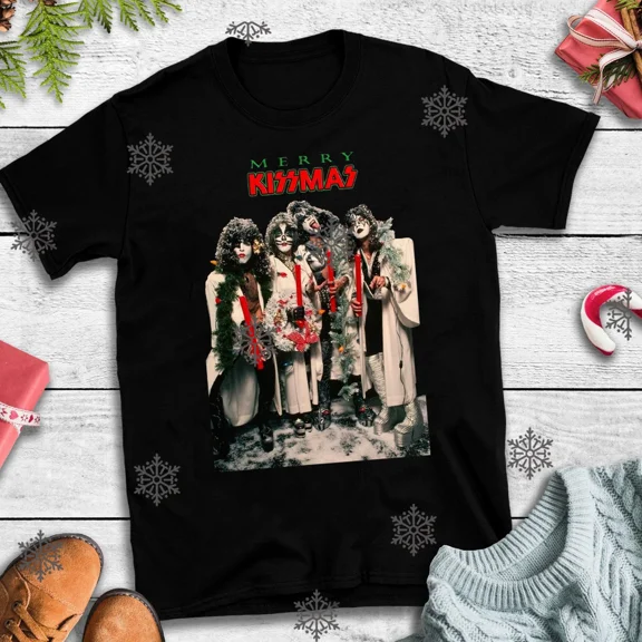 CLASSIC MERRY KISSMAS Shirt Counteratop Stand-Up Black Men All size FN457