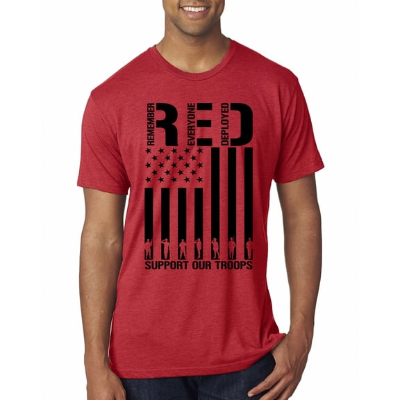 Wild Bobby Remember Everyone Deployed RED Support Our Troops Military Black Flag Men Premium Tri Blend Tee