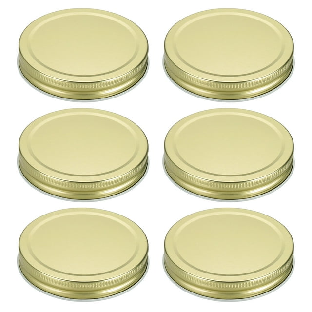 6 Pcs Couvercles de Pots Mason 3,39 Pouces Couvercles de Mise en Conserve en Fer-Blanc Étanches, Or