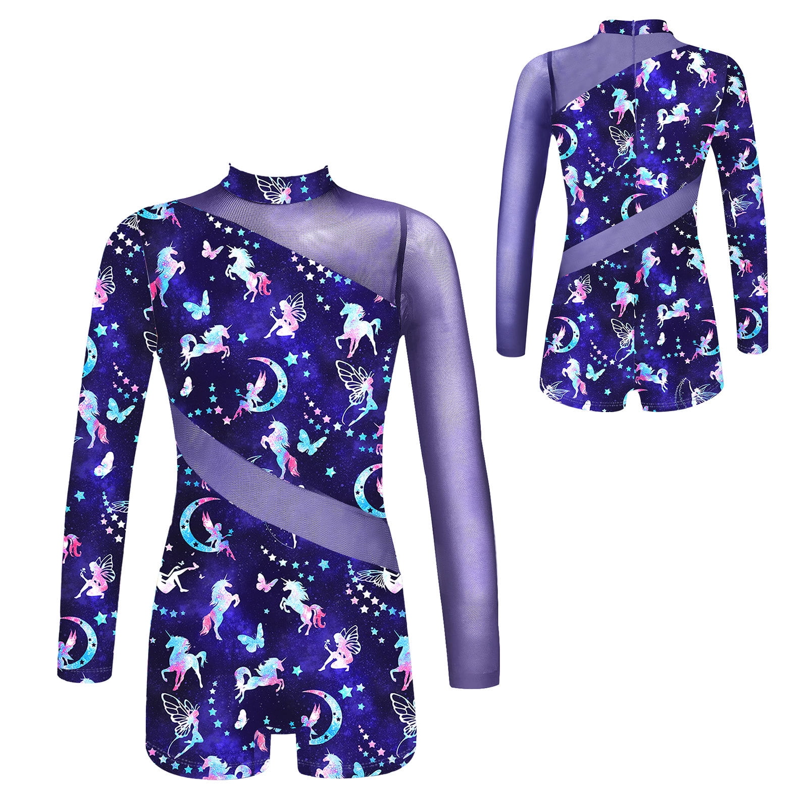 YONGHS Kids Girls Long Sleeve Gymnastics Leotard Ballet Dance Biketard