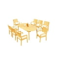 thumbnail image 3 of Grade-A Teak Dining Set: 8 Seater 9 Pc: 118" Oval Table And 8 Maldives Arm Chairs Outdoor Patio WholesaleTeak #51ML2609, 3 of 4