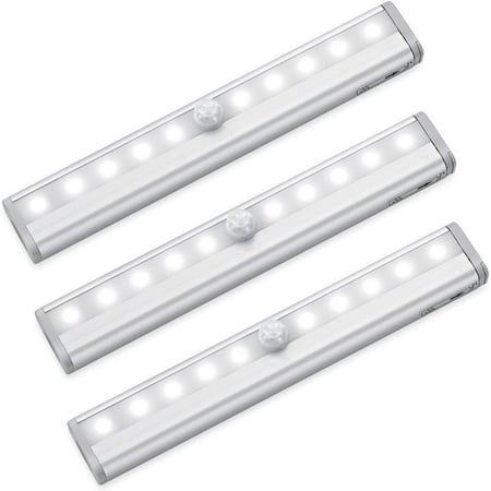 

(Upgraded Version) Motion Sensor Lights Battery-Powered Led Night Lights Stick-Anywhere Closet Lights Stair Lights Wall Lights For Hallway Bathroom Bedroom Kitchen Etc. (White - Pack Of 3)