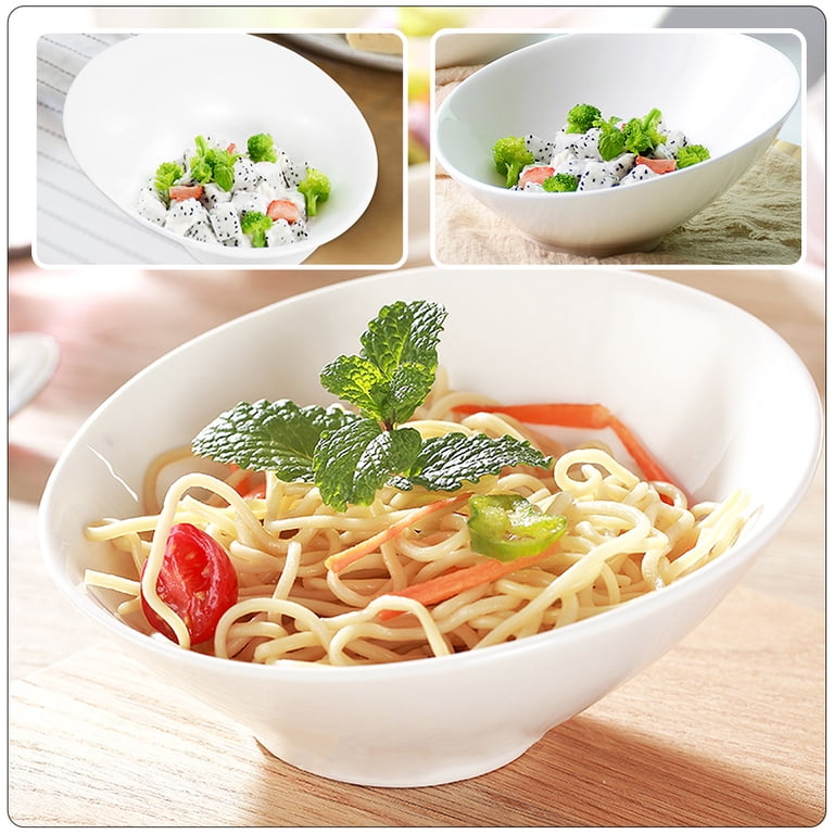 HomEdge Set Of 6 White Porcelain Pasta Bowls – 30 Oz, 8.5 Inch Wide Serving Bowls For Salad & Soup