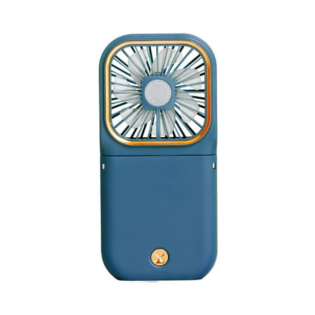 

TureClos Cooling Fan Foldable Neck Hanging Fan USB Adjustable Rechargeable Air Cooler Phone Holder Blue