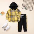 thumbnail image 5 of URMAGIC Toddler Boy Clothes Hoodie Sweatsuit Outfits Kids Flannel Plaid Shirt Top Pants Set for Fall Winter Spring 1-5T, 5 of 10