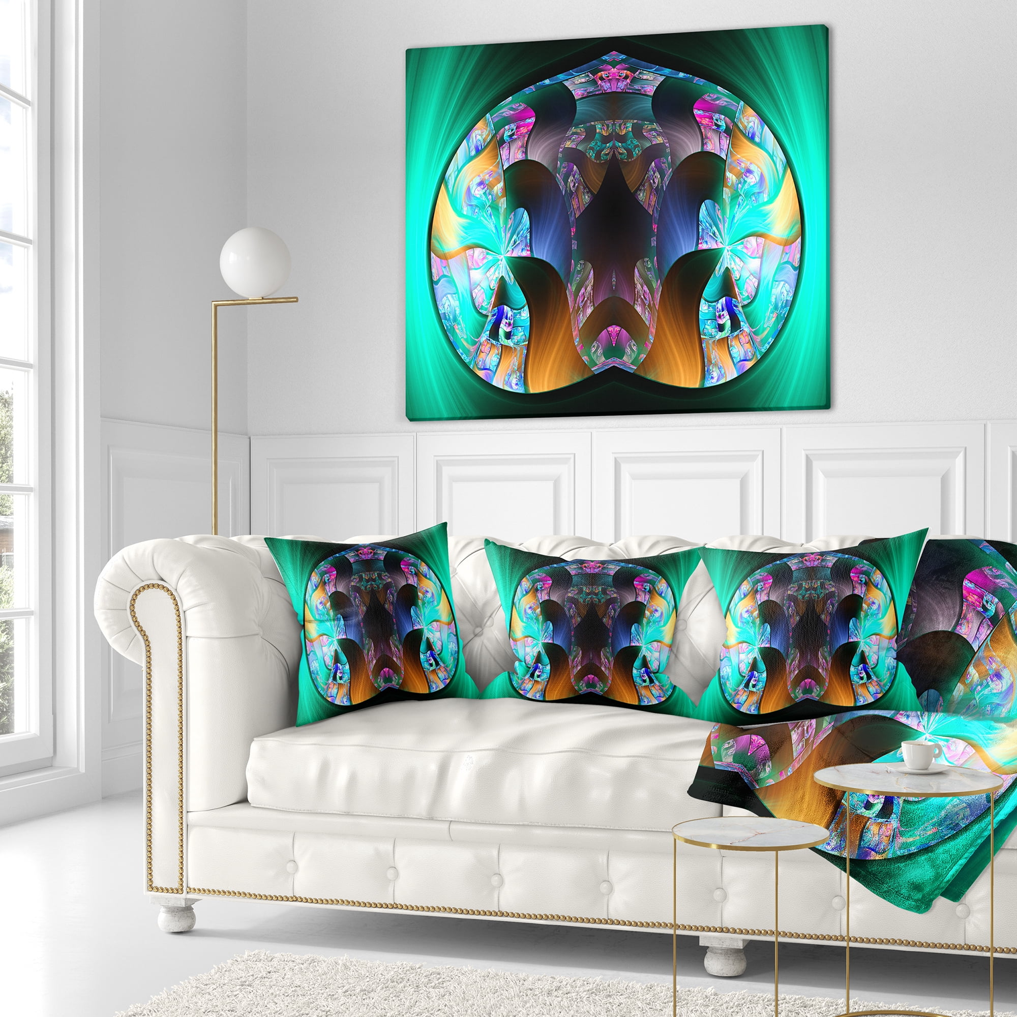Designart Blue Capsule in Plasma - Abstract Throw Pillow - 16x16