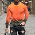 thumbnail image 2 of BLVB Long Sleeve Shirts for Men Trendy Gradient Crew Neck Pullover Tops Casual Plus Size Workout Blouse Tee Orange, 2 of 5