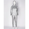 thumbnail image 3 of Raenseen Sauna Suit Men Women Lightweight Sweatsuit Long Sleeve Hoodies Top and Pants Set Gym Fitness Silver L, 3 of 9