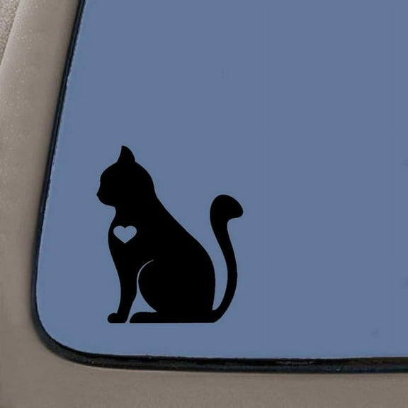 I Love Cats Decal | 5.5 Inches By 4.5 Inches | Black Vinyl Decal | Car Truck Van SUV Laptop Macbook Wall Decals
