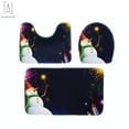 thumbnail image 4 of Gustave Christmas Bathroom Set Non-Slip Toilet Pedestal Rug + Toilet Lid Cover + Bath Mat Set "Snowman putting fireworks", 4 of 5