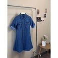 thumbnail image 3 of sicmoss Women's Blue Denim Jean Dress Short Sleeve Button Down Shirt Style Midi Summer Casual, 3 of 7