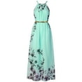 thumbnail image 2 of Gubotare Women Halter Floral High Waist Chiffon Maxi Party Prom Dres,Green XL, 2 of 4