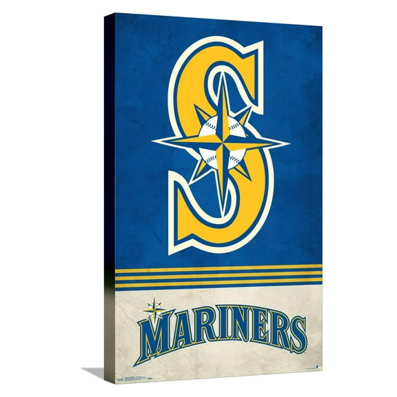 MLB Seattle Mariners - Retro Logo 18 Canvas Wall Poster, 14.725" x 22.375"