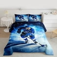 thumbnail image 2 of Manfei Hockey Sport Full Size Comforter Sets,Ball Game Gaming Bedding Comforter Set,White Blue Bedding Sets For Boys Teens,Ultra Soft Home Decor Reversible,3 Pieces, 2 of 8