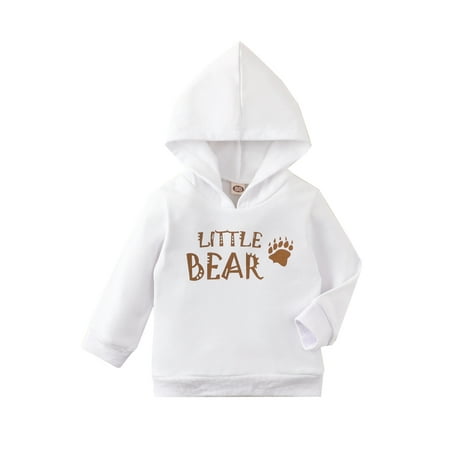 

Toddler Baby Boy Girl Hooded Sweater Newborn Infant Long Sleeve Letter Print Pullover Tops Spring Autumn Clothes