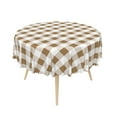 thumbnail image 5 of Lfeey Round Tablecloth, Waterproof Wipeable Polyester Tablecloth for Restaurant Outdoor Picnic, 70 inch, Brown Checkered, 5 of 6