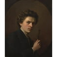 thumbnail image 2 of Henri Regnault 15x17 Black Ornate Wood Framed Double Matted Museum Art Print Titled - Self-Portrait with a Maulstick (C. 1863), 2 of 5