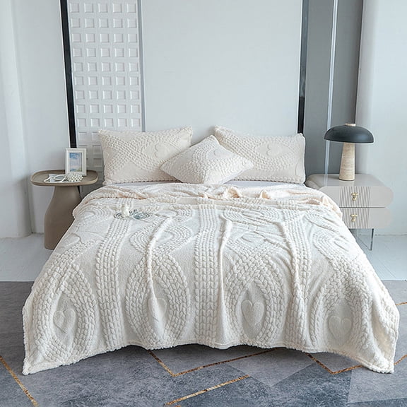 HBBKVI Velvet Checkered Throw Blanket, 59"x79" Queen Size, Ultra Soft & Warm, Lightweight and No Shedding, for Couch, Bed, Travel, All-Season, Decorative, White