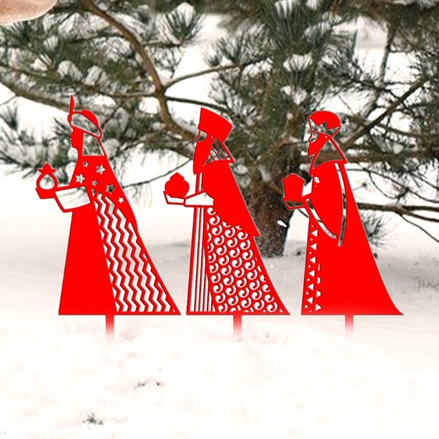 Letrero navideño para patio, decoración de estacas, decoración de parterres, decoración de paisaje, roja, hogar, patio, letrero navideño,