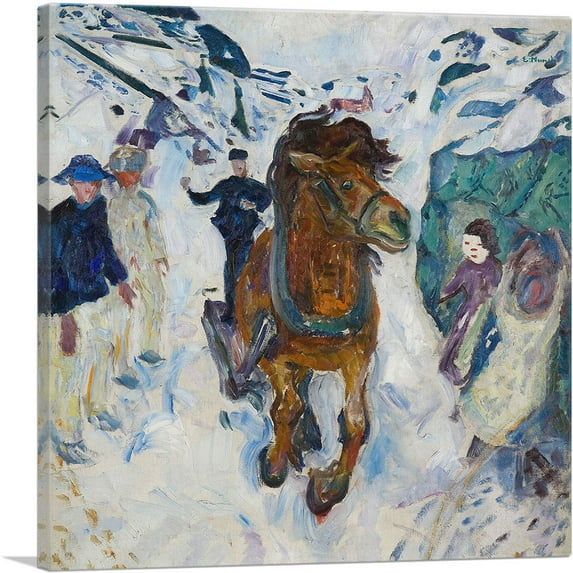 ARTCANVAS Galloping Horse 1912 Canvas Art Print by Edvard Munch - Size: 18" x 18" (1.50" Deep)
