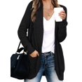 thumbnail image 3 of Women'S Long Sleeve Open Front Cardigan Chunky Knit Draped Sweaters Outwear Black L, 3 of 9