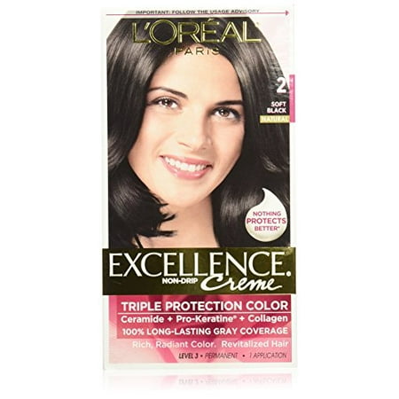 L'Oreal Paris Excellence Creme Hair Color, 2.0 Soft Black, 1 Kit ...