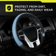 Auto Drive Faux Leather Steering Wheel Cover, Multiple Colors, Blue Black