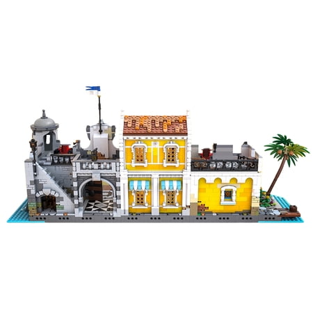 Pirate Town Architecture Building Kit Lagoon Lockup Revisited Building Model Toys Include Townhouse, Toy Store, Beach Hut and Castle